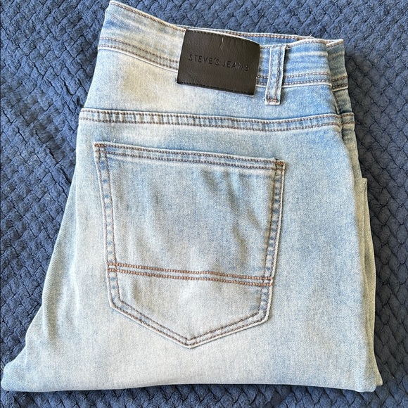 Steve's Jeans Men's Light Blue Slim Straight Jeans - Picture 1 of 9